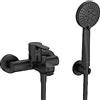 Roca A5A0109NB4 - Miscelatore monocomando esterno bagno-doccia L20 con inverter automatico, doccia a mano, flessibile da 1,75 m e supporto doccia fisso nero opaco
