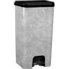 KITCHEN MOVE Lincoln-Pattumiera da Cucina a Pedale, in plastica, Effetto calcestruzzo, 40 l, Argento, 33x30xh59cm