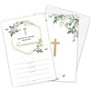 OZTEMETY Inviti per Prima Comunione Greenery Boy or Girl - Inviti per cresima - Sacramento del Battesimo - Sacramenti della Chiesa cattolica - 25 biglietti d'invito con 25 buste (003a)
