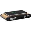MOOOV 477349 - Sveglia caricatore a induzione da 15 W e porta USB-C - Temperatura integrata - Effetto Legno