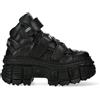 New Rock WALL285-S2 Stivali Platform Gothic In Pelle Nera Metal Unisex
