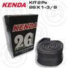 KENDA CAMERE D'ARIA KIT 2 X ORIGINALE KENDA 26X1-3/8 VALVOLA ITALIANA CICLO BICICLETTA