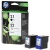 HP Multipack 2 Cartucce Originali HP 21 + 22 SD367AE Bk Colore