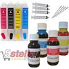 KIT 4 CARTUCCE RICARICABILI + INCHIOSTRO PER EPSON WF 2010W 2510WF 2520WF 2530WF