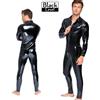 Black Level Men JUMPSUIT Shiny Vinyl Zip Stand-Up Collar, Tuta Nera Uomo Erotica