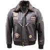 Infinity Uomo pelle Marrone US Air Force Aviatore Bomber Giubbino con Staccabile Collare