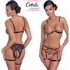 Cottelli Collection Lingerie Completo Ouvert Cupless Bra Crotchless String Set