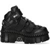 New Rock Stivali WALL285-S3 Unisex Nero Metallizzato Pelle Plateau Gotico