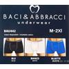 Baci & Abbracci 6 BOXER UOMO BACI & ABBRACCI BAU442 IN COTONE ELASTICIZZATO COLORATO LOGATO