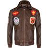 Infinity Leather Uomo pelle Marrone Bomber Giubbino Air Force Stemma Pilota Aviatore USA Giacca