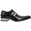 New Rock Scarpe New Rock M-2246-S14 Newman In Pelle Nera Con Fibbia E Tacco In Acciaio