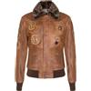 Infinity Leather Uomo pelle Marrone Aviator Bomber Giubbino Air Force Distintivo Pilota Giacca