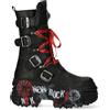 New Rock Stivali WALL028B-C1 Unisex Nero Metallizzato Pelle Plateau Gotico