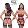 Cottelli Collection Bondage Completo Lingerie Shelf Bra Set Suspender Crothless