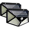 FOYU 2 X Faro Luce Solare LED Esterno,100LED - 20 Watt Lampade Sensore di Movimento