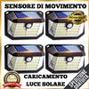 4 Faretti Led Esterno panello solare Faro LED impermeabile sensore di movimento
