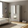 DecHome Armadio Guardaroba 3 ante battenti 121x54x200 cm Cemento DecHome