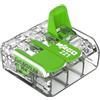 WAGO Gamma Verde del blocco di morsetti a 3 fili I a 6mm2 io morsetto di collegamento a 3 fili con maniglie per tutti i conduttori dei tipi di plug-in 221-623 I 30 pezzi