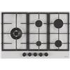 SCHOCK | Piano Cottura 5 Fuochi Gas Professional PC75 con Manopole Nere Opache Soft Touch, Griglie in Ghisa, Valvole di Sicurezza, New Alumina, 740x500 mm