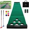 Crestgolf Set di tappetini da golf da ping pong, tappetino da golf con 2 putter, 6 palline da golf, 12 coperture per fori da golf per interni ed esterni, gioco corto, ufficio, feste, cortile