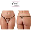 Cottelli Collection Cottelli Lingerie Sexy String Perizoma Aperto Nero Elasticizzato Ornamenti Perle