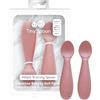 Ezpz EUSSB005 Coppia di cucchiai per bimbo in silicone, cipria