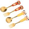 4 Pcs Set Di Posate Dorate Utensili in Acciaio Inossidabile Dessert