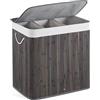 Mondeer Cesto portabiancheria in bambù pieghevole con 3 sezioni con fodera rimovibile e lavabile, cestino per il lavaggio, 150L, 40 x 61,5 x 60 cm