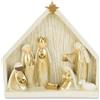Subitodisponibile Natività Presepe avorio e oro in resina con re magi e capanna 18 cm 1G81