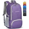 ZOMAKE Zaino Pieghevole Ultraleggero, Zainetto Leggero Ripiegabile da Viaggio 30L, Richiudibile Backpack Salvaspazio Trekking Piccolo Tascabile per Uomo Donna (Viola)