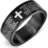 Anello Uomo Donna Acciaio Nero Croce Bibbia Preghiera Padre Nostro Amen ERB104
