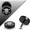 Coppia Orecchini Uomo Acciaio Fermaglio Pulce A Vite Nero Pirata Biker QPC302