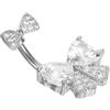 Piercing per ombelico: anelli con fiocco scintillante in acciaio inossidabile,