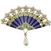 Fan cinesi Brucia Pin Classical Cinese Fans Prestrine per Women (Blue)