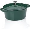 kela Casseruola in ghisa rotonda 3,8 litri, forno olandese Calido per cottura a induzione con coperchio, pentola in ghisa per cuocere il pane, smaltato, verde