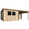 BricoShop24 Casetta in Legno di Abete 6x3 Doppia Porta con Vetri Portico Laterale