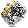 Anello Uomo Acciaio E Oro American Biker Aquila Ring Conveniente Nuovo S1006