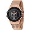 Maserati Orologio Uomo MASERATI POTENZA R8853108009 Bracciale Acciaio Mesh Rosè Nero