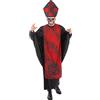 Smiffys Costume da cardinale peccato da uomo, con cappello rosso e maschera a forma di teschio per Halloween, costume horror da sacerdote sinistro, taglia L/XL