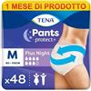 TENA Pants Plus Night Mutandine Assorbenti, Taglia Media (M), 48 Pezzi | Pacco Scorta Mensile, Per Perdite Urinarie, Unisex, Discrete e Confortevoli, 4 Confezioni da 12 Pezzi