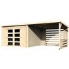 BricoShop24 Casetta in Legno da Giardino 632×298 cm Doppia Porta a Vetri Portico
