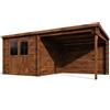 BricoShop24 Casetta in Legno di Abete Trattato 6x3 Doppia Porta con Vetri Portico
