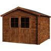 BricoShop24 Casetta in Legno 34mm Trattato da Giardino 3x3 Doppia Porta Vetrata