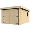 BricoShop24 Casetta Garage Box in Legno Abete 28mm da Giardino 3x5 Porta Doppia