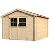 BricoShop24 Casetta in Legno 34mm Grezzo da Giardino 3x3 Doppia Porta Vetrata