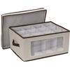 Household Essentials Storage Chest, Natural Canvas with Brown Trim Tan