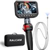 Ralcam Telecamera endoscopica con luce, fotocamera endoscope con testa mobile a 210°, sonda da 3,0 mm, schermo HD da 5, telecamera di ispezione IP67, tubo serpentina in acciaio inox da 1,5 m, camera