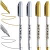 meukcez Set di 4 Pennarello Dorato Oro e Argento 1.5mm Pennarelli Indelebile Ac