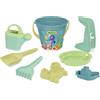 Wader 43250 - Set di giocattoli di sabbia Replay con secchio da 3,4 litri, pala, rastrello, setaccio, barca, annaffiatoio e stampo per la sabbia, 8 pezzi, per bambini a partire dai 12 mesi
