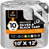 Xpose Safety Telo protettivo in poliestere resistente, 3 x 3,6 m, spessore 10 mm, impermeabile, blocco UV, reversibile, argento e nero, rivestimento laminato, occhielli
